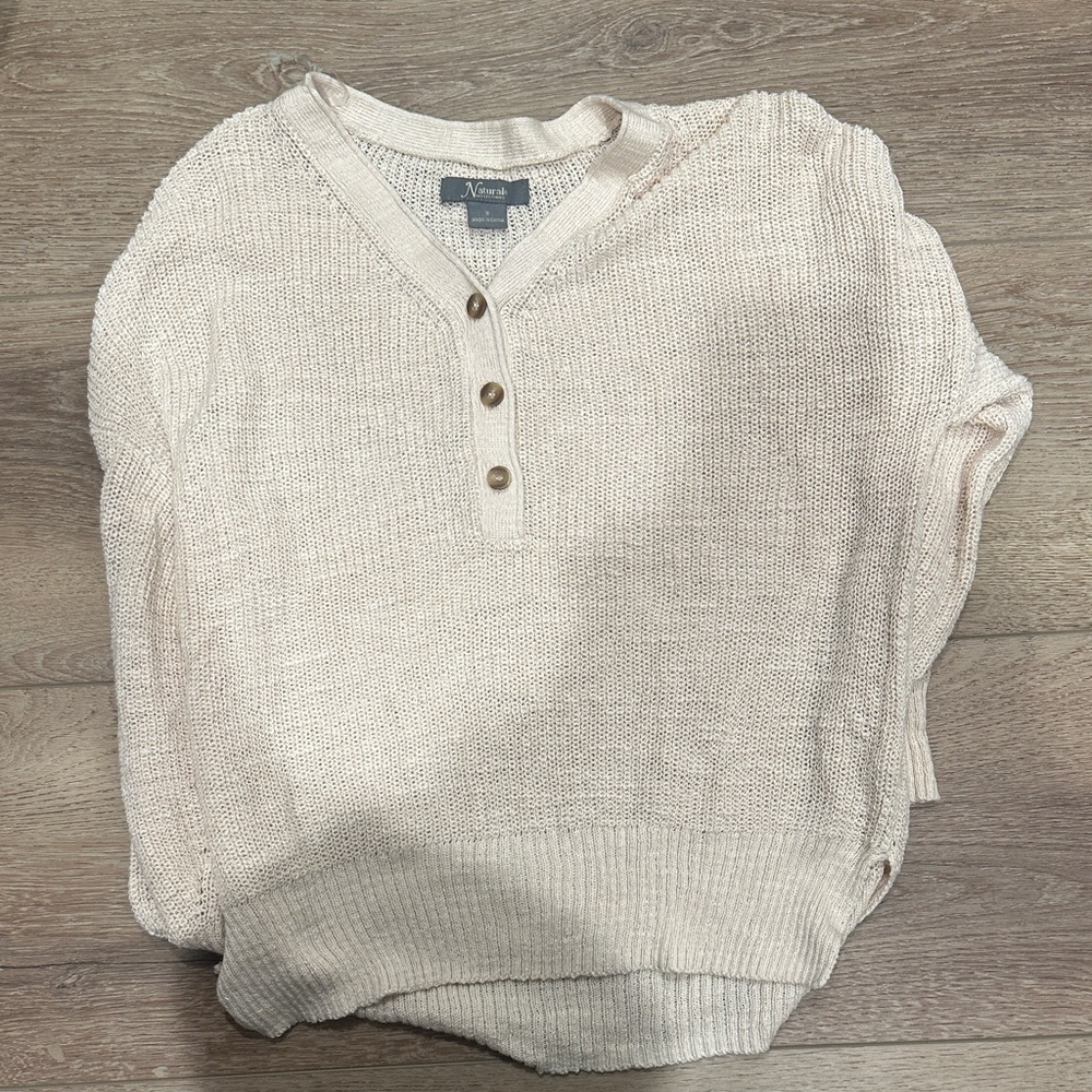 Natural Reflections Women's Cream V-Neck Sweater